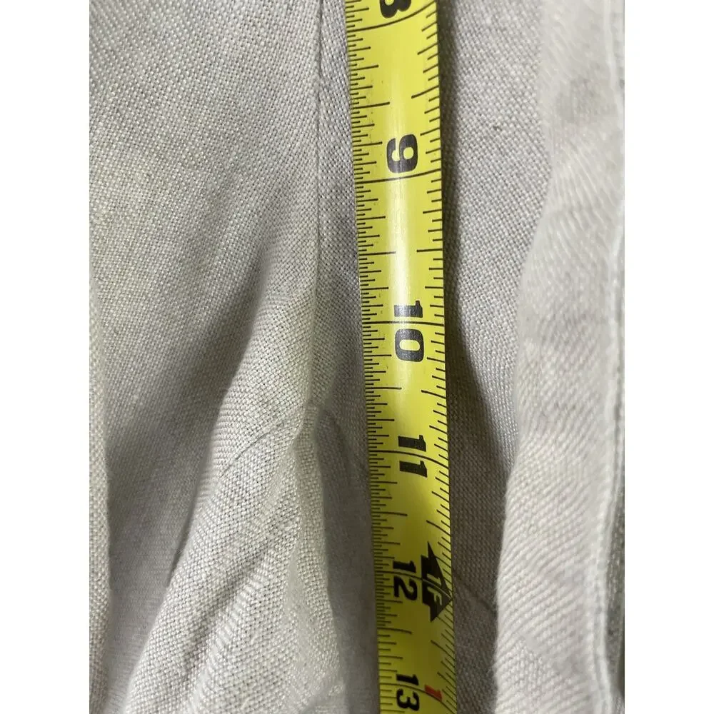 Talbots Petites 14P Pure Irish Linen Beige Cropped Wide Leg Capri Belted Pants